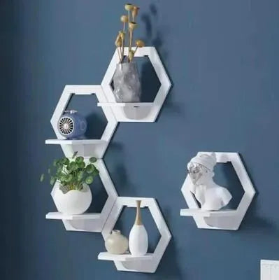 Pack of 05 Hexagon Wall Shelves Set – Modern Floating Display Rack for Home Décor I Decoration Pieces I Decoration I Wall Décor