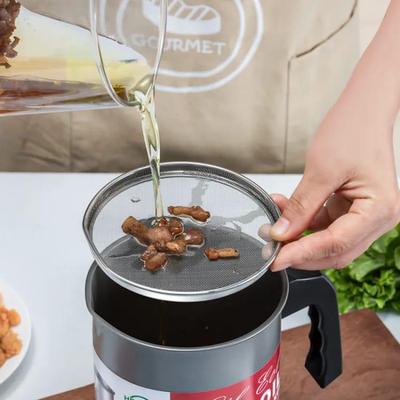 1 Pc Stainless Steel Oil Strainer Pot - Easy to Clean & Portable Design