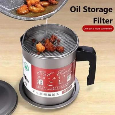 1 Pc Stainless Steel Oil Strainer Pot - Easy to Clean & Portable Design