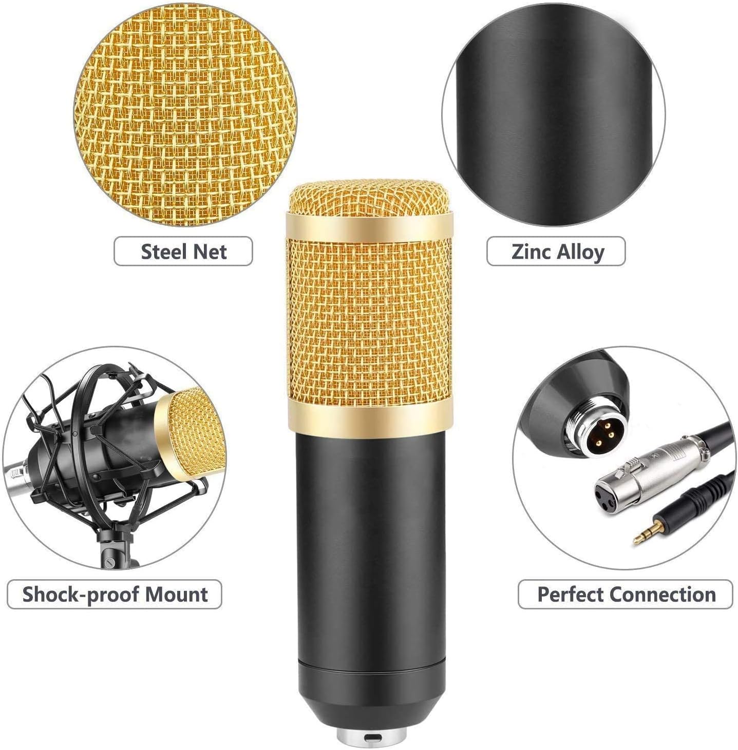3.1 Professional Condenser Microphone - Podcast Mic Set Condenser Microphone With Rechargeable Auxiliary Background For Karaoke Singing, Youtube Recording Mic Set For Youtube | Mic Kit