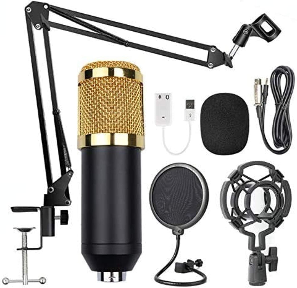 3.1 Professional Condenser Microphone - Podcast Mic Set Condenser Microphone With Rechargeable Auxiliary Background For Karaoke Singing, Youtube Recording Mic Set For Youtube | Mic Kit