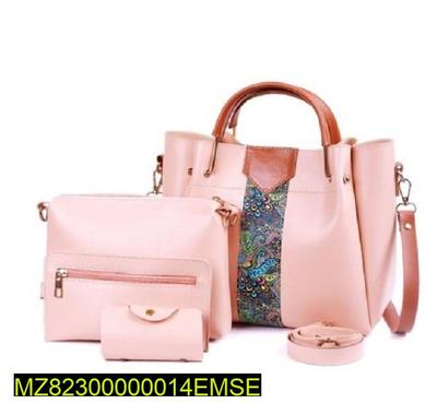 3 Pcs Women's PU Leather Plain Handbag