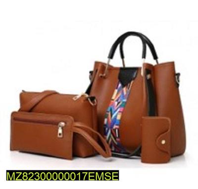 3 Pcs Women's PU Leather Plain Handbag