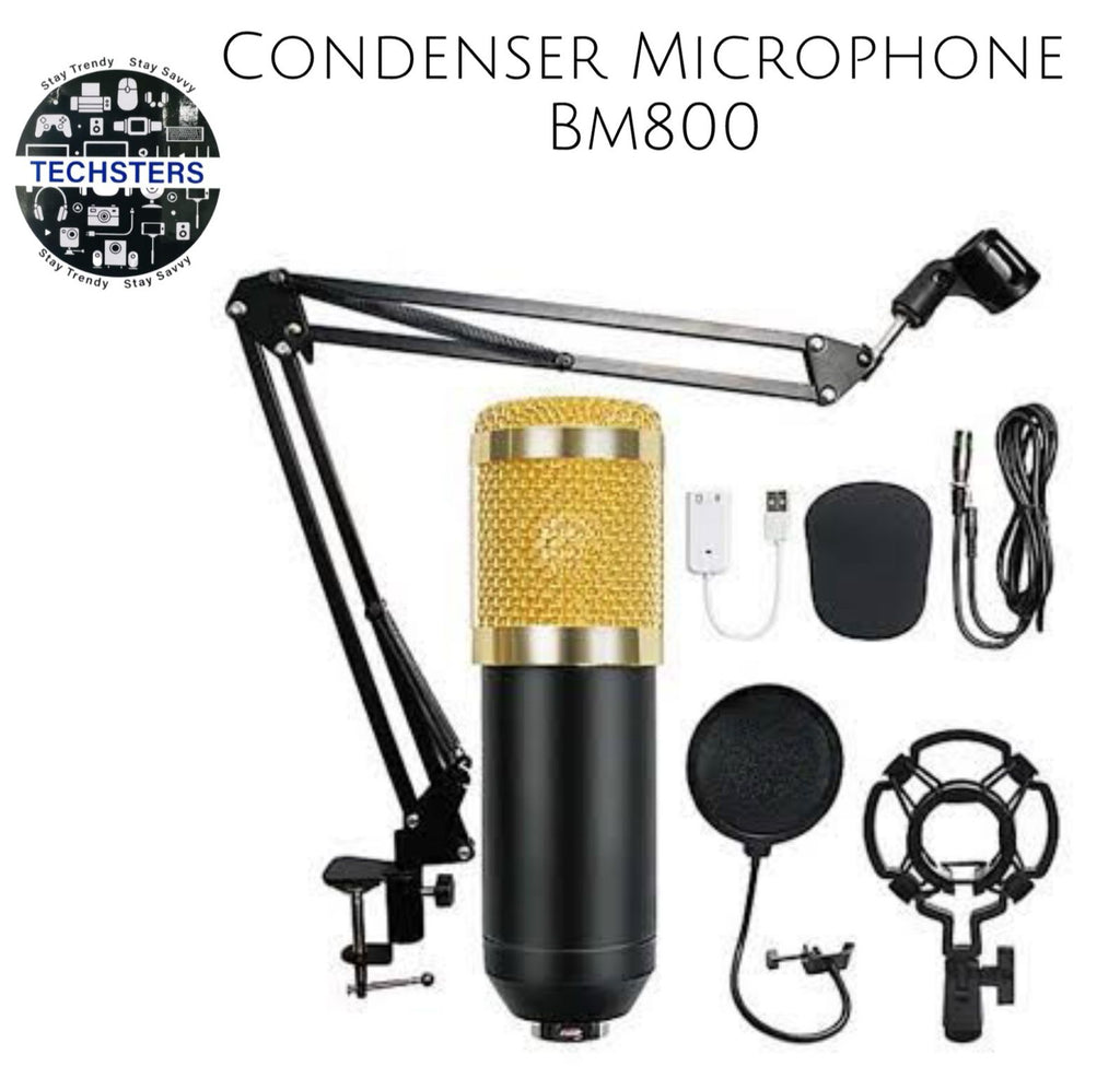 3.1 Professional Condenser Microphone - Podcast Mic Set Condenser Microphone With Rechargeable Auxiliary Background For Karaoke Singing, Youtube Recording Mic Set For Youtube | Mic Kit