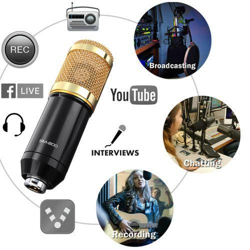 3.1 Professional Condenser Microphone - Podcast Mic Set Condenser Microphone With Rechargeable Auxiliary Background For Karaoke Singing, Youtube Recording Mic Set For Youtube | Mic Kit
